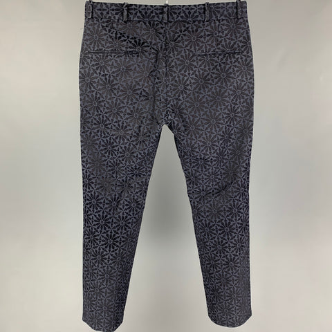 DIESEL / BLACK GOLD Talla 30 Pantalón de vestir de algodón / nailon jacquard negro azul marino