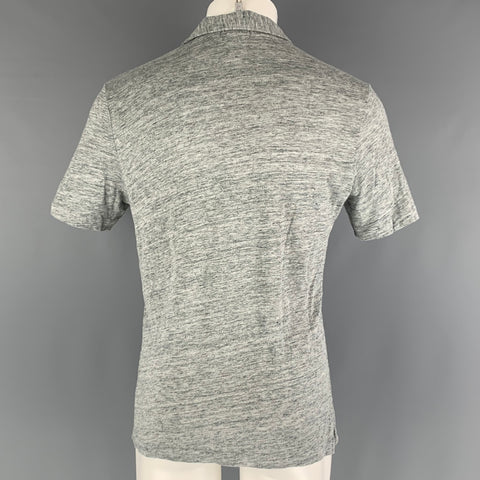 THEORY Size M Grey Heather Linen One pocket Short Sleeve Shirt