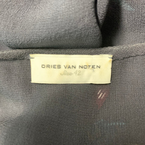 DRIES VAN NOTAN Talla 6 Top de vestido sin mangas con cuentas grises