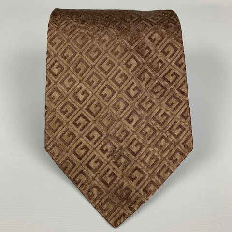 Corbata de jacquard de seda texturizada marrón GUCCI