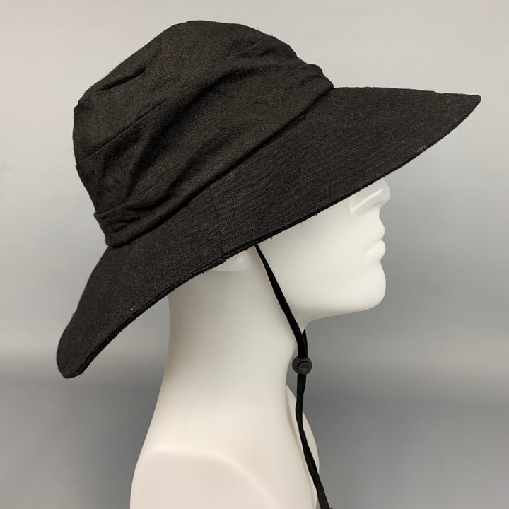 TROPICAL TRENDS Black Linen / Cotton Wide Brim Hat