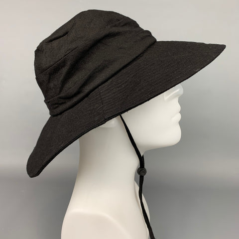 TROPICAL TRENDS Sombrero de ala ancha de lino / algodón negro
