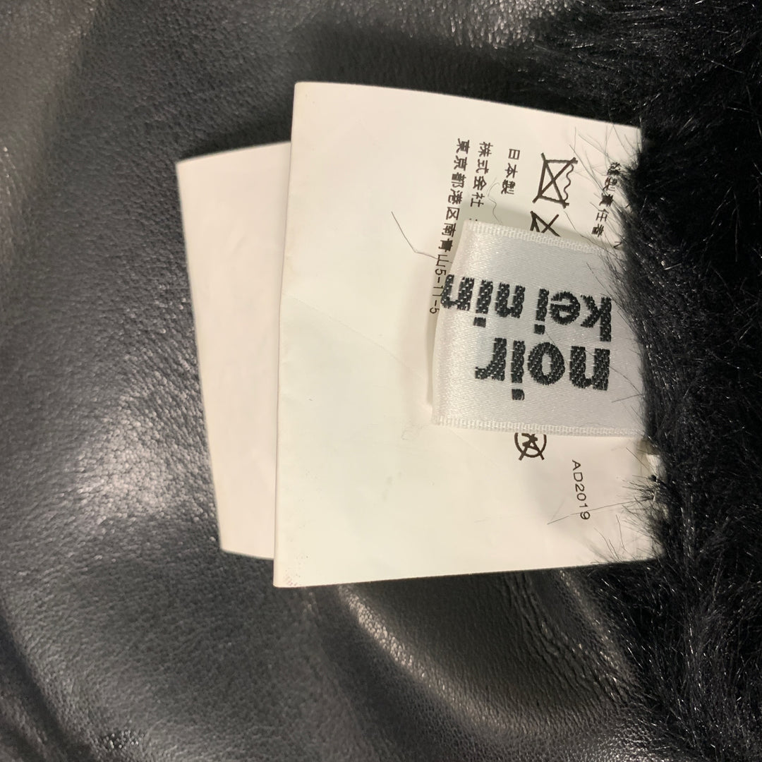 NOIR KEI NINOMIYA Size M Black Faux Fur Faux Leather Scarves