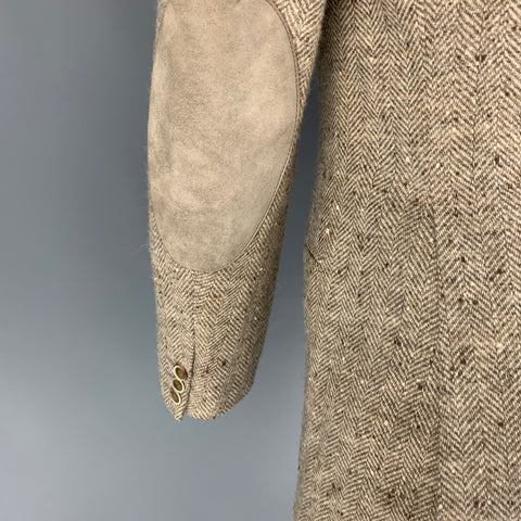 BRIONI for WILKES BASHFORD Size 39 Cream Taupe Herringbone Wool Alpaca Sport Coat