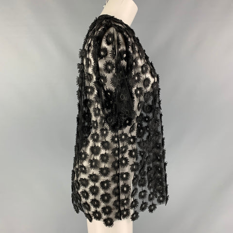 CARVEN Top de vestir con cuello redondo y encaje negro talla S
