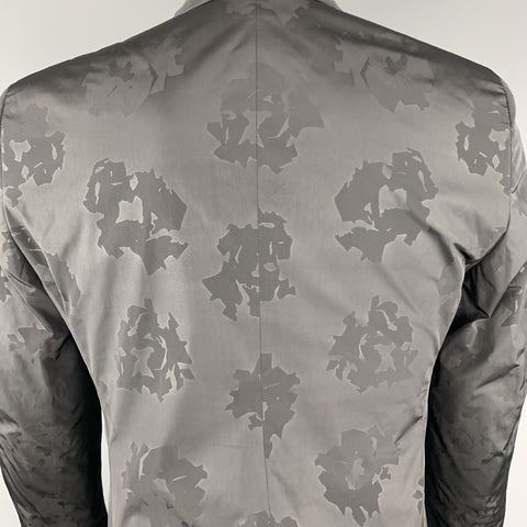 CALVIN KLEIN COLLECTION Size 36 Black on Black Floral Notch Lapel Sport Coat