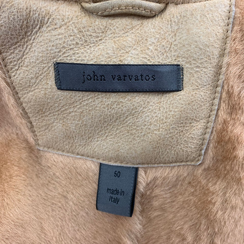 JOHN VARVATOS Size M Beige Shearling Button Up Coat