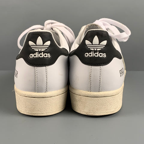 ADIDAS Size 10 White Beige Leather Low Top Sneakers