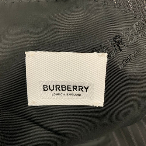 BURBERRY Taille 40 Manteau de sport à revers cranté en laine et coton à rayures noires et grises