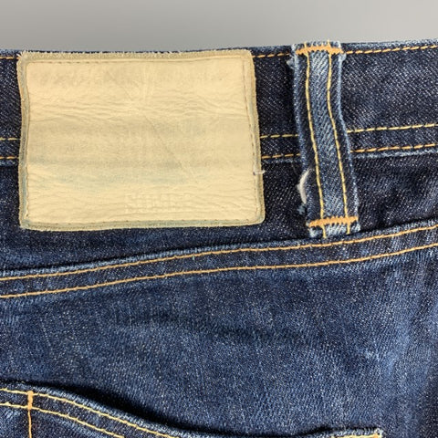 SOMET Size 29 Indigo Contrast Stitch Denim Button Fly Jeans