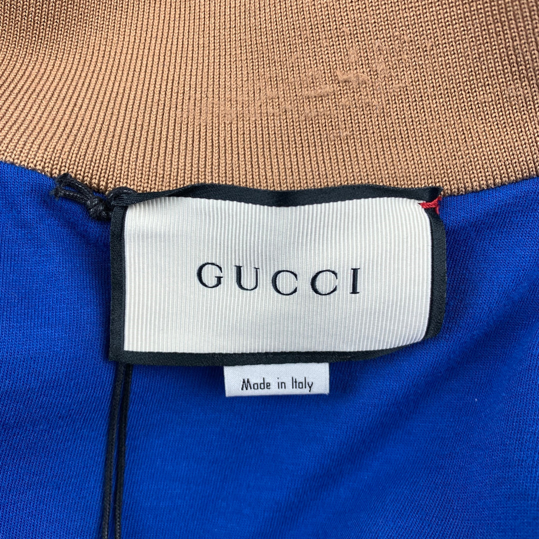 GUCCI Pre-Fall 2018 Size S Blue & Multi-Color Polyester / Cotton Zip Up GG Technical Jersey Jacket