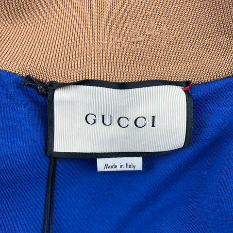 GUCCI Pre-Fall 2018 Size S Blue & Multi-Color Polyester / Cotton Zip Up GG Technical Jersey Jacket