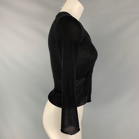SOUCHI Size S Black Cotton Cashmere Cardigan