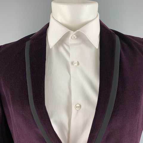 THEORY Size 36 Purple Black Velvet Cotton Elastane Sport Coat