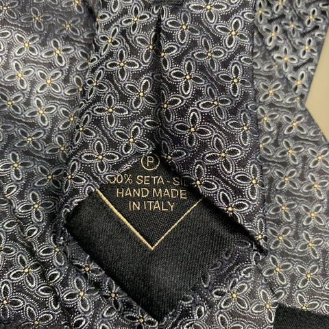 BRIONI Navy & Light Blue Floral Silk Tie