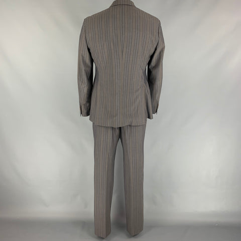 ETRO Size 42 Regular Gray & Brown Stripe Wool Notch Lapel Suit