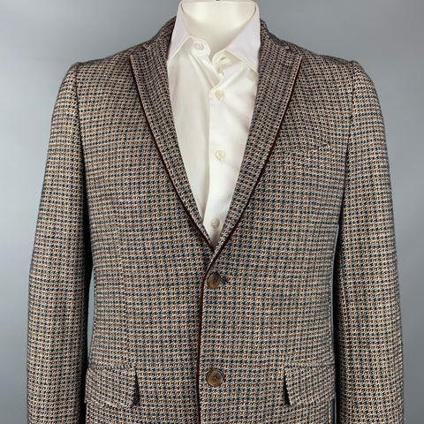ETRO Size 44 Brown & Tan Plaid Alpaca Blend Notch Lapel Sport Coat