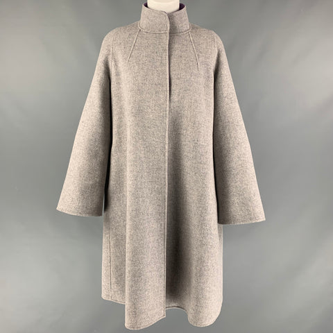 CAROLINA HERRERA Talla XS Abrigo raglán jaspeado de lana gris morado