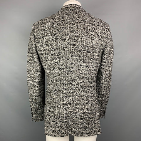 CALVIN KLEIN COLLECTION Size 38 Black & White Tweed Notch Lapel Sport Coat