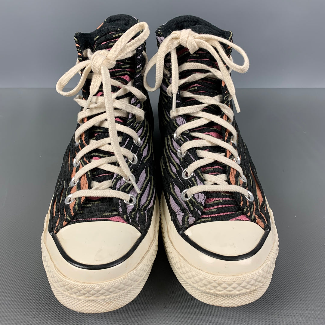 CONVERSE Size 8 Black Multi-Color High Top Sneakers