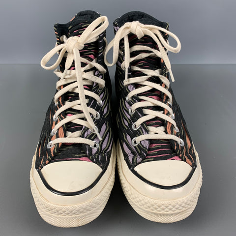 CONVERSE Size 8 Black Multi-Color High Top Sneakers