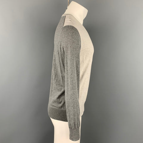 PS by PAUL SMITH Size M Grey Color Block Cotton V-Neck Pullover