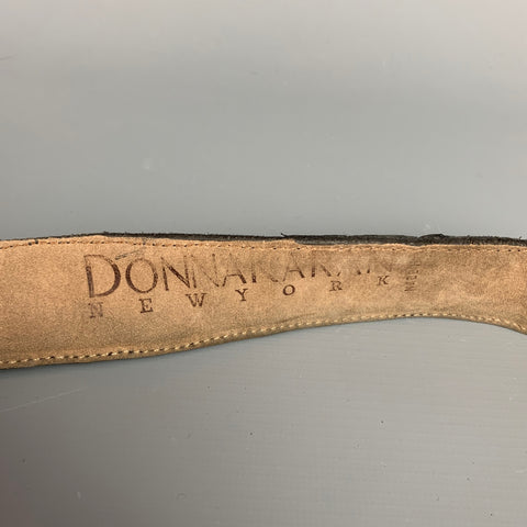 DONNA KARAN Size S Black Embossed Leather Belt
