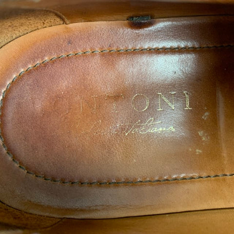 BONTONI Size 10 Green Brown Marble Leather Cap Toe Lace Up Shoes