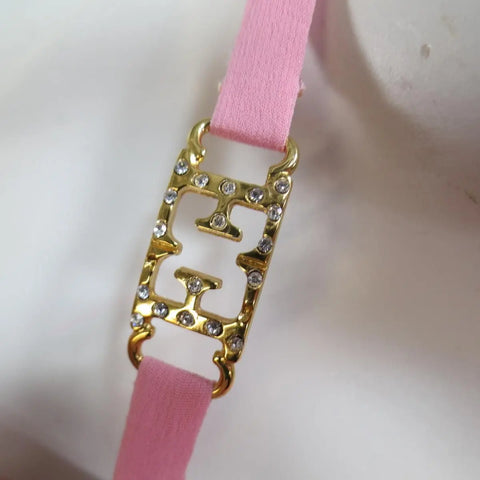 ESCADA COUTURE Size 8 Pink Silk Pleated Bust Gold Charm Strap Evening Gown ESCADA