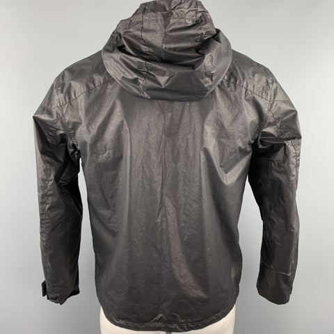 RAG & BONE Size S Black Coated Cotton Zip Up Hooded Jacket