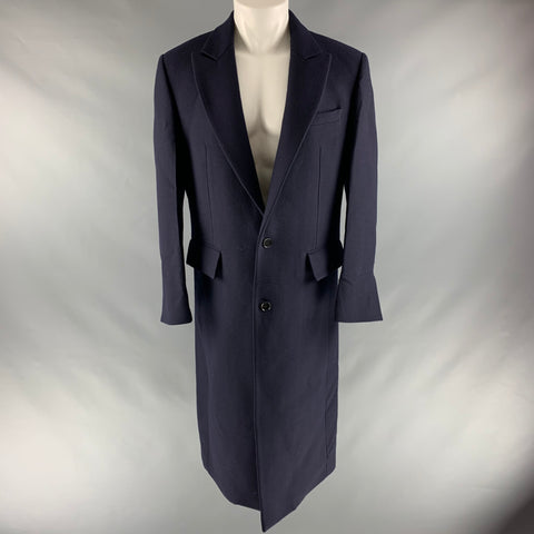 SYSTEM Taille 38 Manteau à revers cranté en laine mélangée unie marine