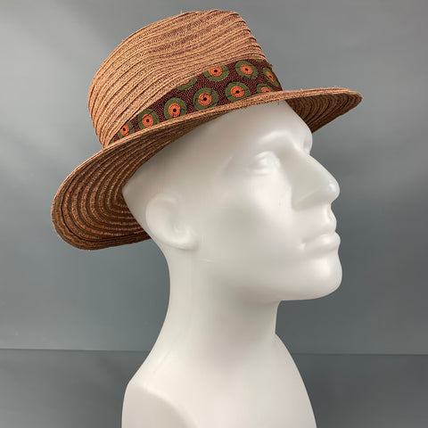 ALBERTUS SWANEPOEL Size M Brown Woven Fedora Hat