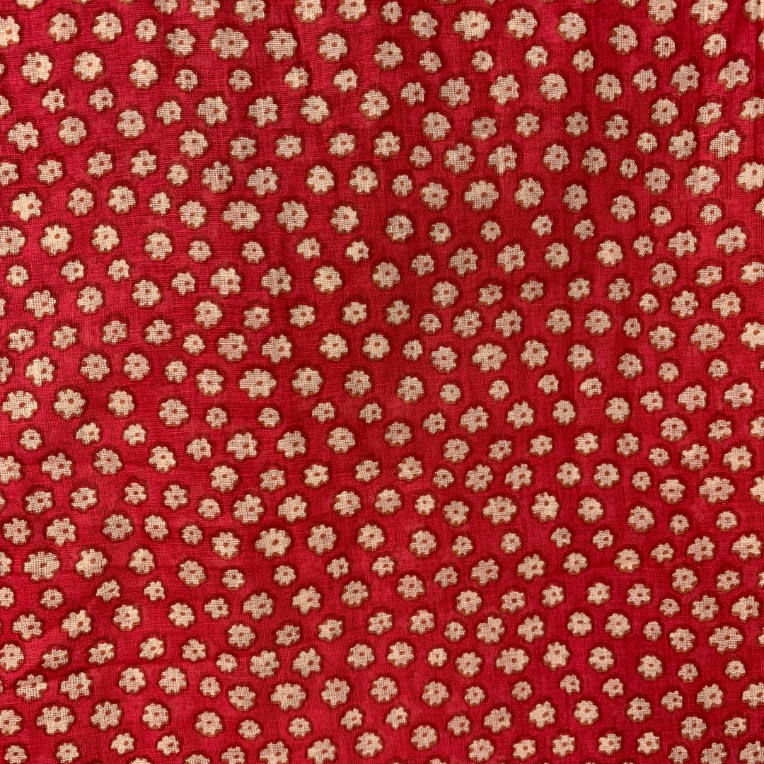 Bufanda VINTAGE de algodón floral rojo y beige