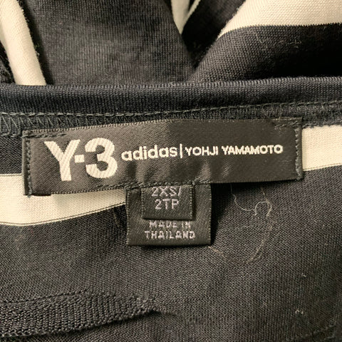 Y-3 Size XS Black White Cotton Stripe Casual Top