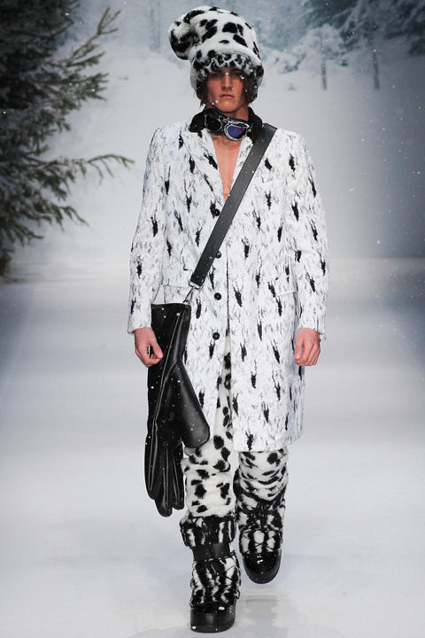 MOSCHINO COUTURE Otoño 2015 Talla 40 Regular Traje con solapa de muesca en algodón / viscosa con estampado blanco y negro