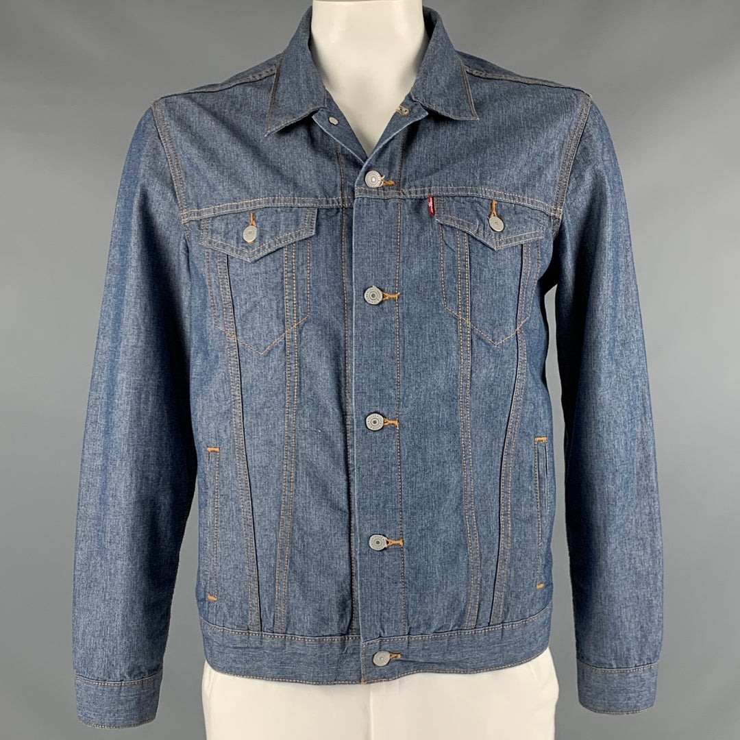 LEVI STRAUSS Size L Blue Contrast Stitch Cotton Trucker Jacket