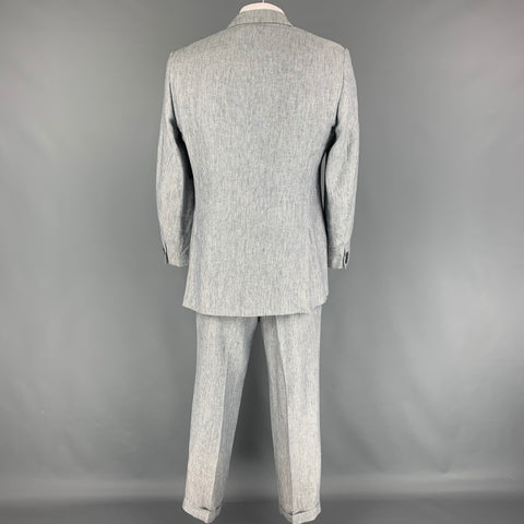 VALENTINO Size 44 Blue White Stripe Flax Notch Lapel Suit