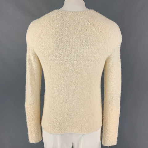 NEIL BARRETT Size L Cream Acrylic Camel Hair Blend Scoop Neck Sweater