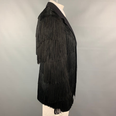 CHEAP and CHIC by MOSCHINO Size 40 Black Fringe Wool Notch Lapel Sport Coat