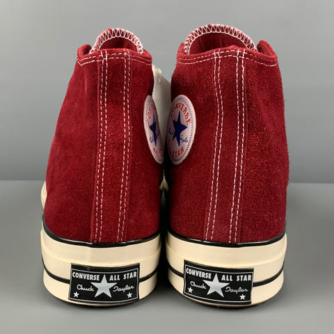 CONVERSE Size 9.5 Burgundy Suede High Top Sneakers