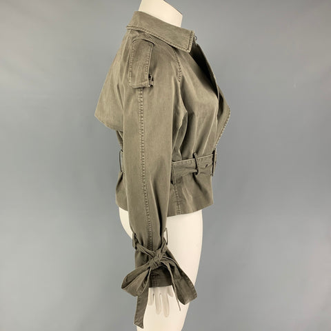 ANINE BING Size L Olive Cotton Belted Jacket