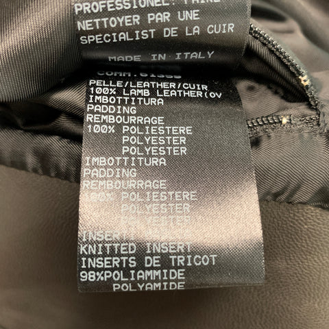 NEIL BARRETT Taille M Veste zippée en cuir matelassé blanc noir