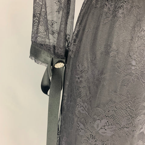 MARC JACOBS Size 4 Black Nylon Lace Sequined A-Line Dress