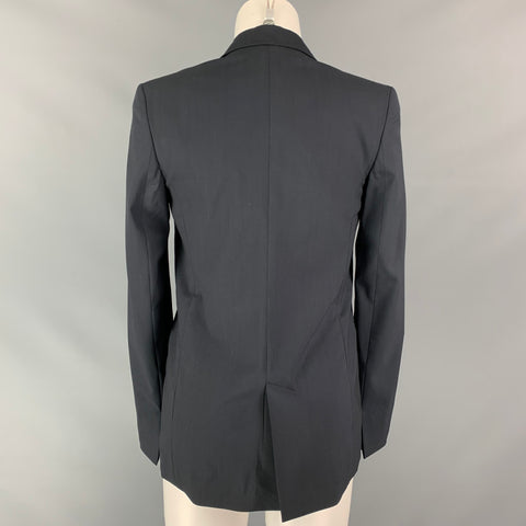 HELMUT LANG Size 2 Black Virgin Wool Peak Lapel Jacket