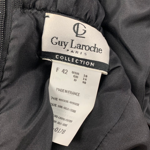 GUY LAROCHE Taille 10 Robe de cocktail à bretelles spaghetti en maille de soie viscose noire
