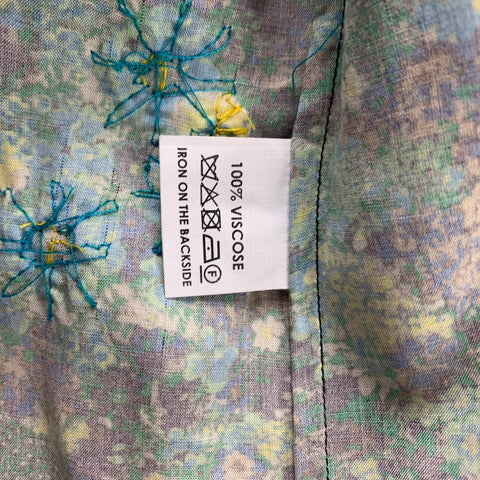 DRIES VAN NOTEN S/S 20 Size XS Green & Blue Viscose Button Up Long Sleeve Shirt