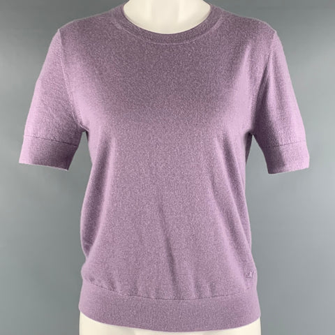 TORY BURCH Taille M Haut décontracté à manches courtes en cachemire violet