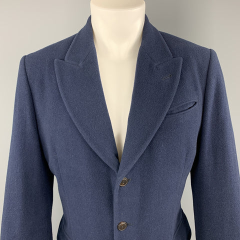 JEAN PAUL GAULTIER Talla 38 Abrigo deportivo con solapa de pico de lana Lana azul marino