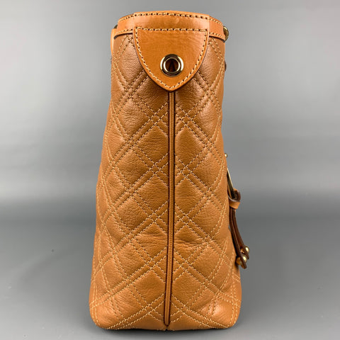 MARC JACOBS Tan Quilted Beige Leather Tote Handbag