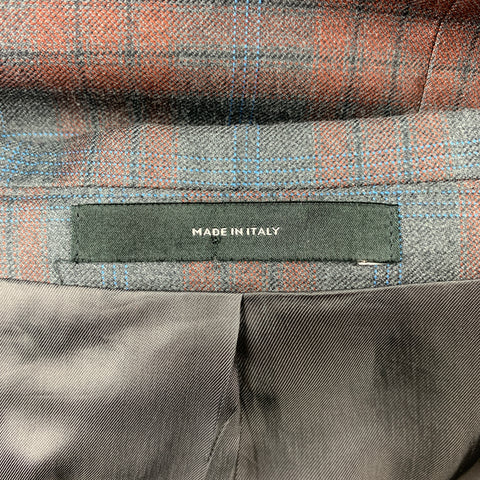 PAUL SMITH Kensington Fit Size 38 Regular Grey & Brown Plaid Virgin Wool Notch Lapel Suit
